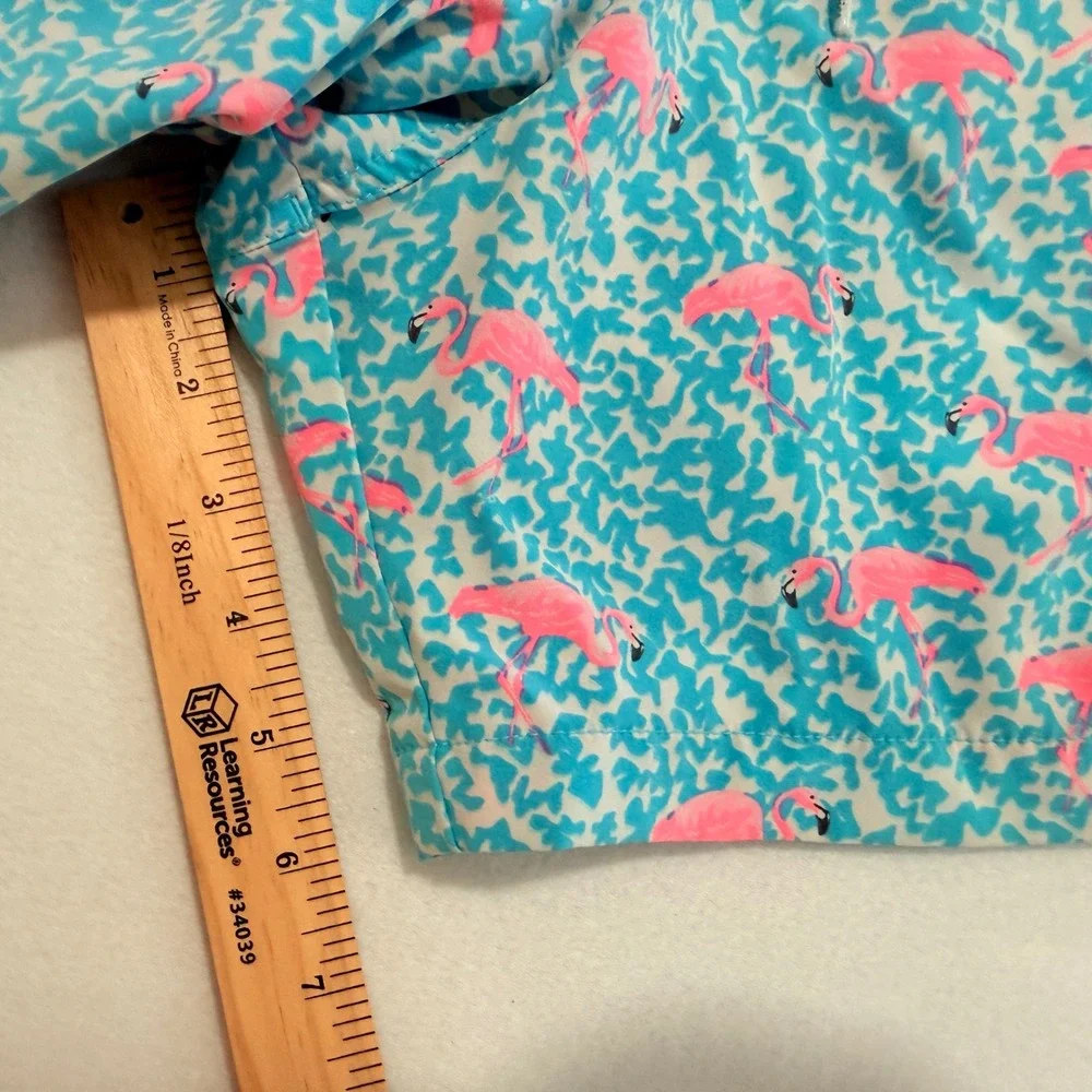 Chubbies Swim Trunks Large Blue Pink Flamingo Coastal Resortwear